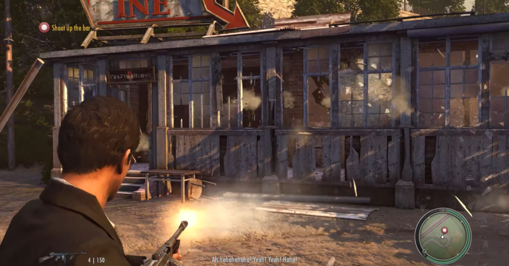 Вито Скалетта стреляет по окнам бара Mafia II