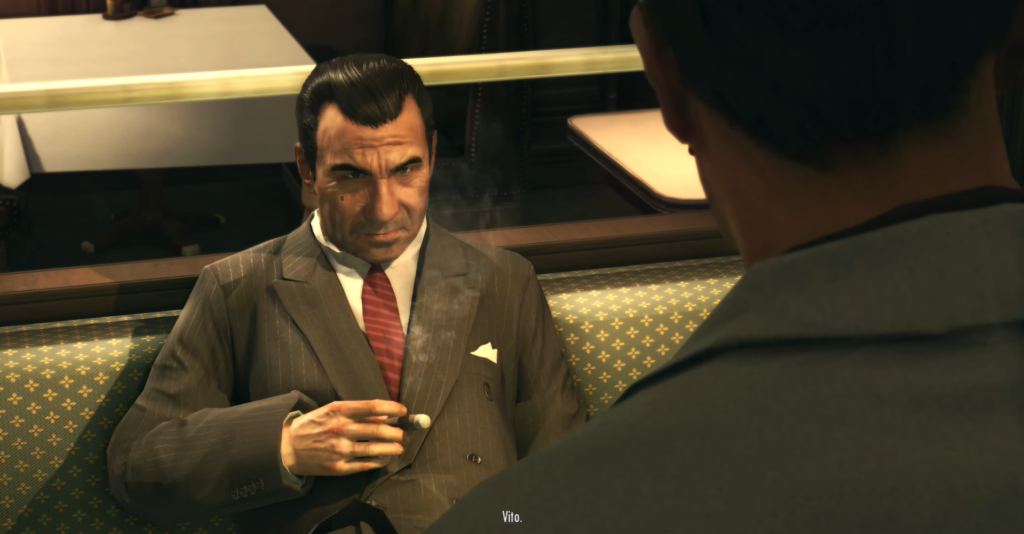 Лео Галанте из Mafia II курит в поезде