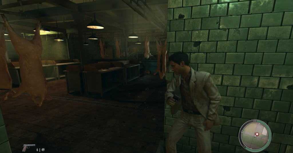 Вито Скалетта из Mafia II прячется в мясокомбинате