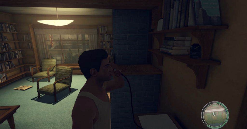 Томми Анджело говорит по телефону в комнате Mafia II