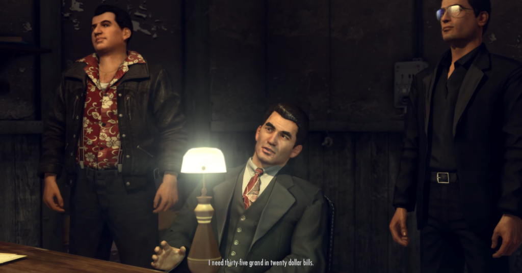Вито Скалетта сидит за столом в Mafia II