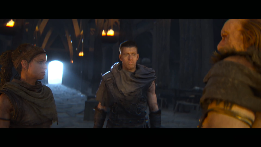 Огр в красной броне ломает деревянную стену