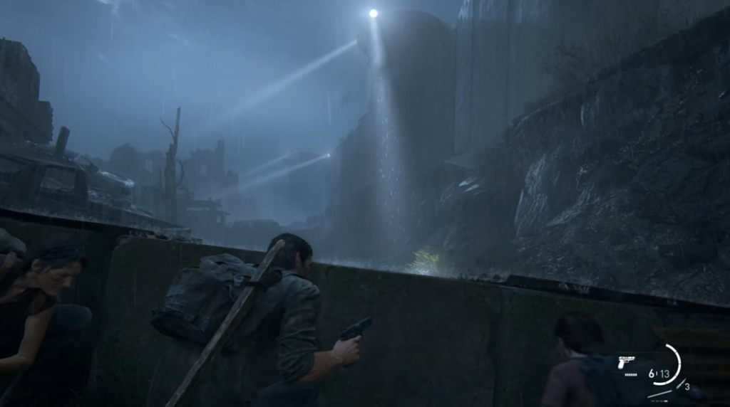 Джоэл из The Last of Us прячется в руинах ночью