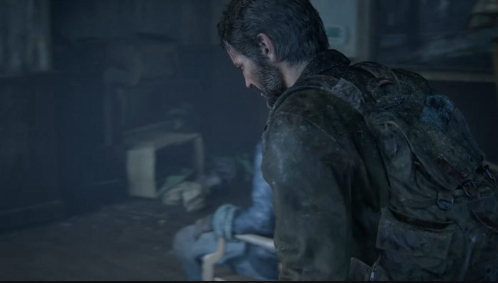 Джоэл из The Last of Us наклоняется в комнате