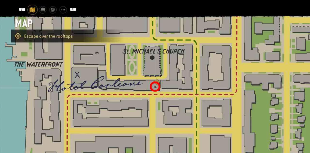 Карта игры с маршрутом к церкви Святого Михаила