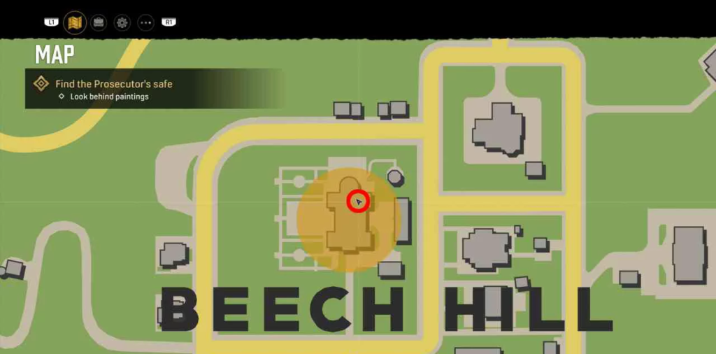 Карта игры показывает маркер задания в Бич-Хилл