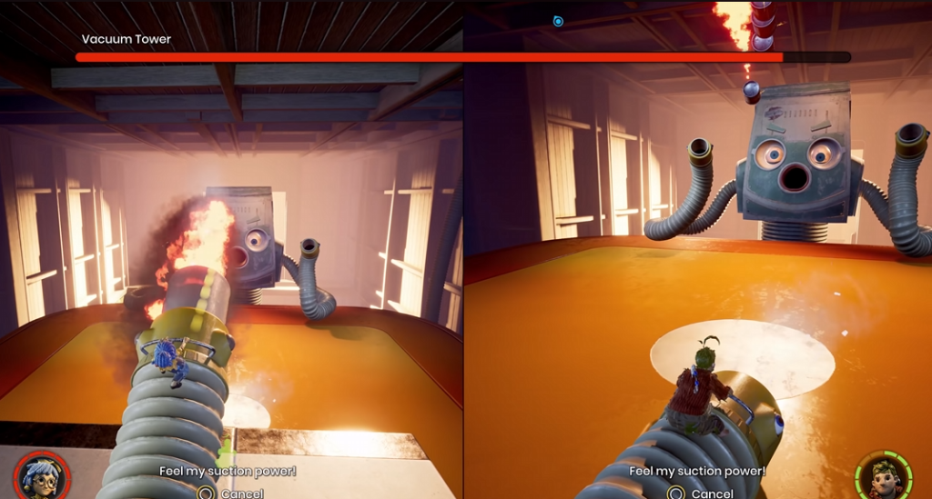 Мэй и Коди сражаются с Vacuum Tower в цеху