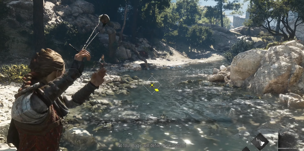 Фрейя из Forspoken бросает магию у реки