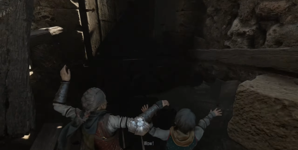 Амиция и Гуго де Рун бегут в пещере