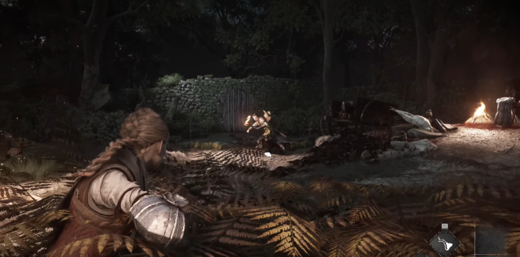 Амиция де Рун прячется в лесу у костра