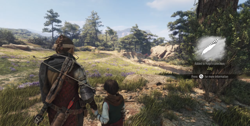 Амиция и Гуго идут по лесной тропе A Plague Tale