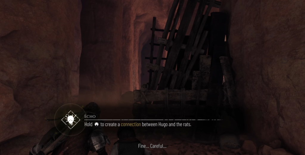 Подсказка ECHO на экране в пещере