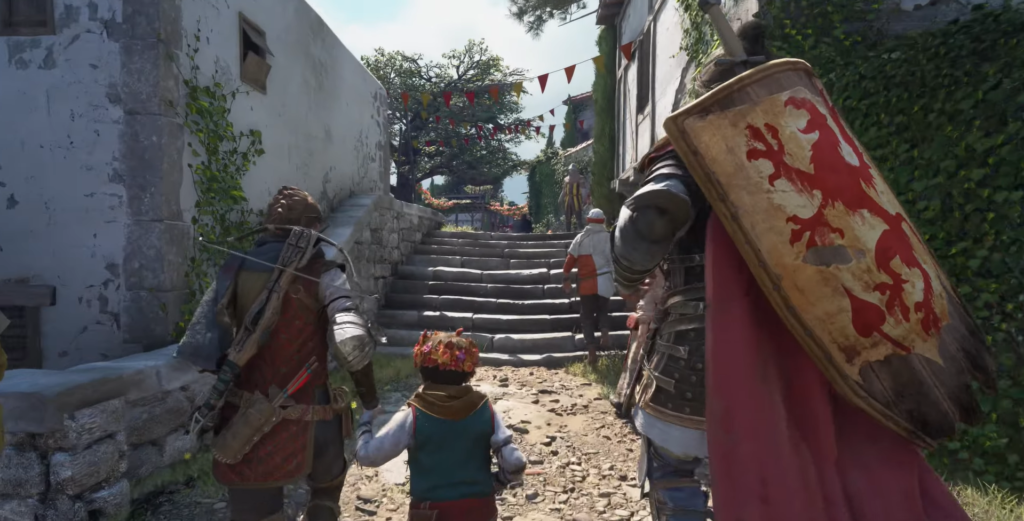 Амиция и Гуго идут по деревенской улице