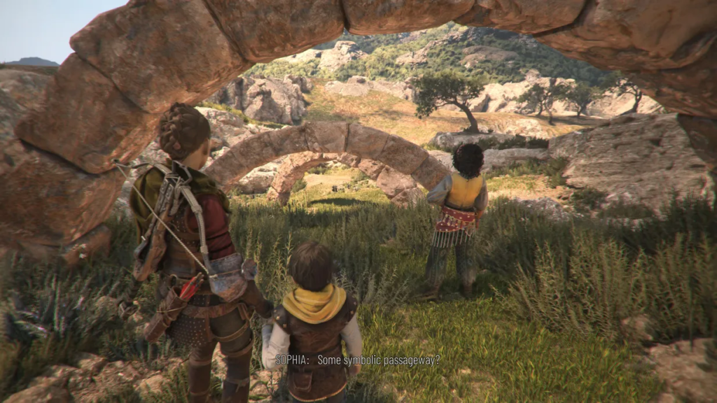 Амиция и Гуго из A Plague Tale стоят у арки