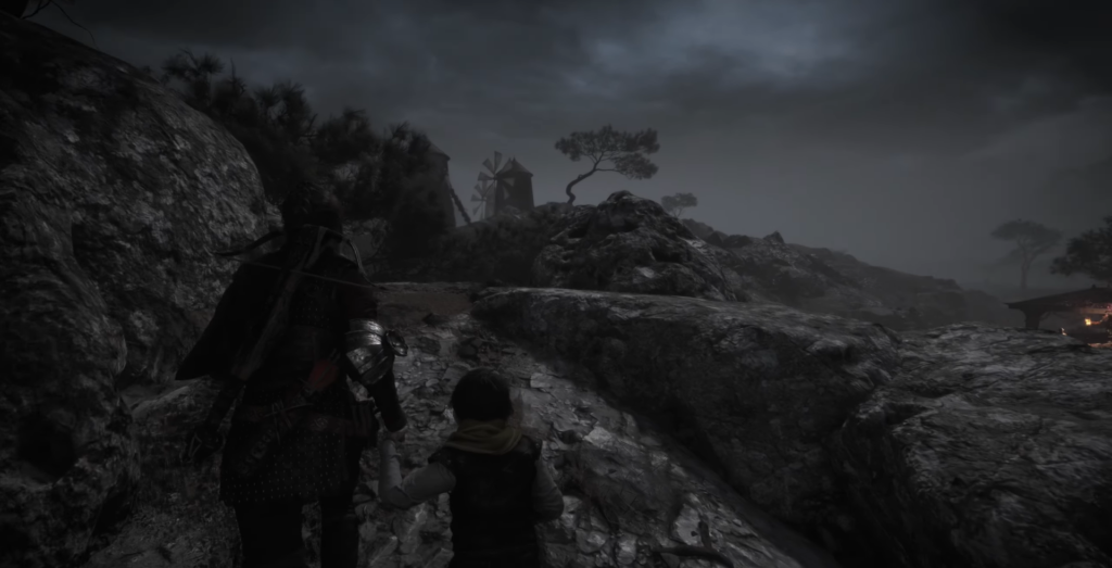 Амиция и Гуго идут по скалам к мельнице