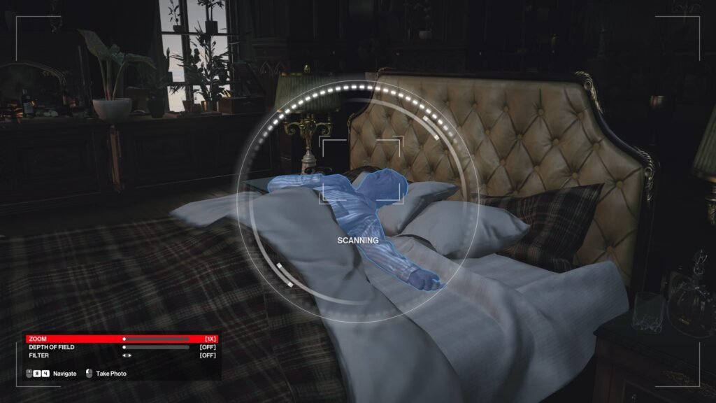 Сканирование спящего мужчины на кровати в спальне