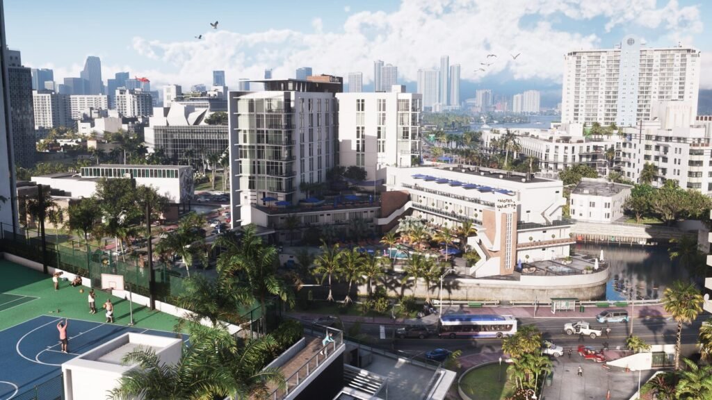 Отель Valetta у канала, люди играют в баскетбол